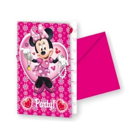 6 CARTES D'INVITATION MINNIE+ENVELOPPE