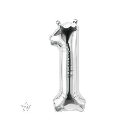 CHIFFRE 1 34CM ARGENT 14"