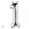 CHIFFRE 1 34CM ARGENT 14"