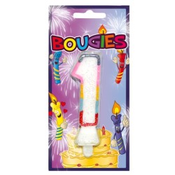 BOUGIE CHIFFRE 1 MULTICOLORE