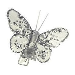 4 PAPILLONS ARGENT+STRASS...