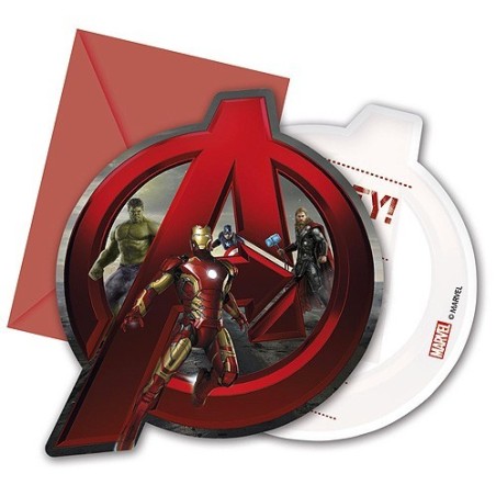 6 CARTES INVITATION+ENVELOPPE AVENGERS
