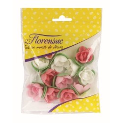 12 ROSES AVEC FEUILLES 30MM