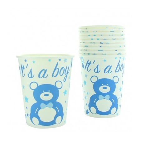 10 GOBELETS BLEU BABY SHOWER