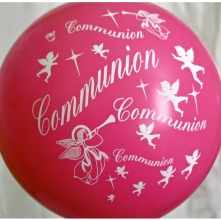 10 BALLONS COMMUNION ROSE (1 FACE)