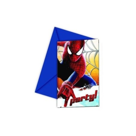 6 INVITATIONS + ENVELOPPES SPIDERMAN