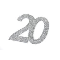 2 AUTOCOLLANT"20"ARGENT...