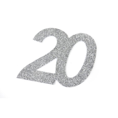 2 AUTOCOLLANT"20"ARGENT PAILLETTE