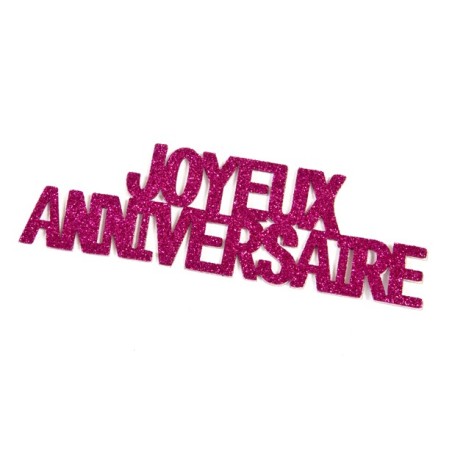 6 JOYEUX ANNIV. FUCHSIA AUTOCOLLANT