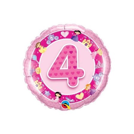 AGE 4 PINK PRINCESS PKGD 18" ROND ALU