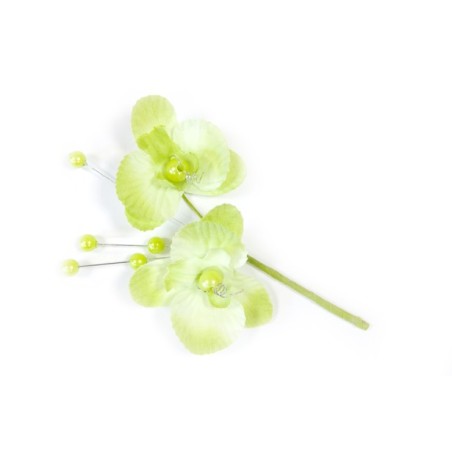 3 ORCHIDEES ANIS +3 PERLES SUR TIGE