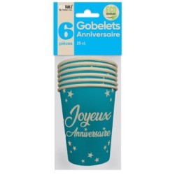 6 GOBELETS 25CL BLEU JOYEUX...