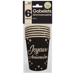 6 GOBELETS 25CL NOIR JOYEUX...