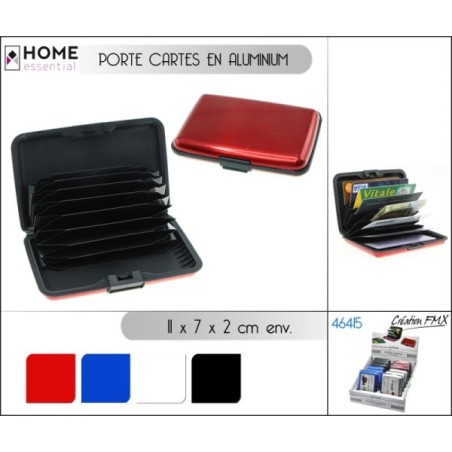 PORTE CARTES ALUMINIUM 11X7X2CM 4 COUL.