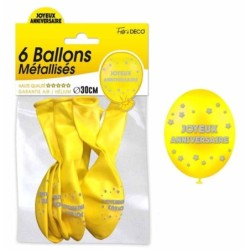 6 BALLONS METAL JAUNE...