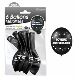 6 BALLONS METAL NOIR/BLANC...