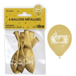 6 BALLONS METAL OR JOYEUX...