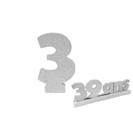 CHIFFRE "3" ARGENT 12CM