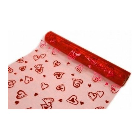 ROULEAU ORGANZA ROUGE COEURS ROUGES