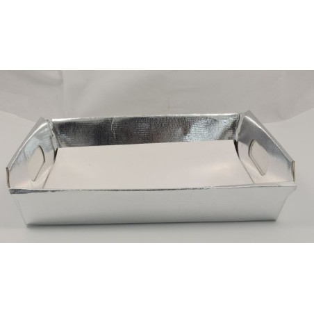 PLATEAU ARGENT+POIGNEE 27X32X10CM