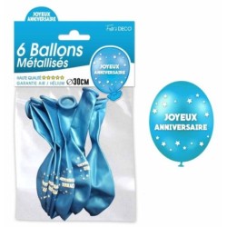 6 BALLONS METAL BLEU JOYEUX...