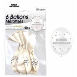 6 BALLONS METAL BLANC...