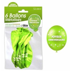 6 BALLONS METAL VERT JOYEUX...