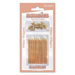 10 BOUGIES CUIVRE SUPPORTS...