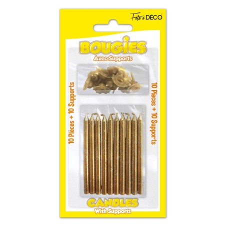 10 BOUGIES OR SUPPORTS PAILLETTES