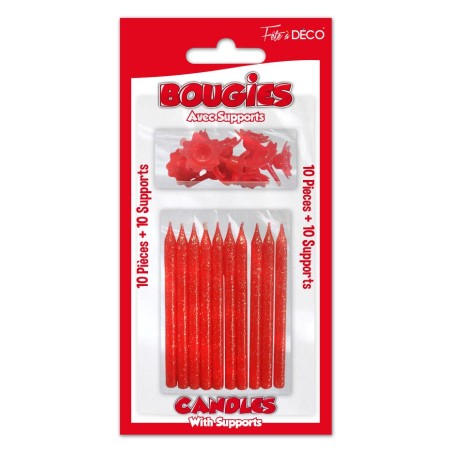 10 BOUGIES ROUGE+SUPPORTS