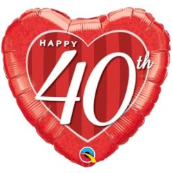 HAPPY 40TH DAMASK HEART 18"...