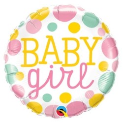 BABY GIRL DOTS 18" ROND ALU