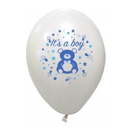 8 BALLONS BABYSHOWER BLEU