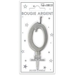 BOUGIE CHIFFRE 0 METAL ARGENT