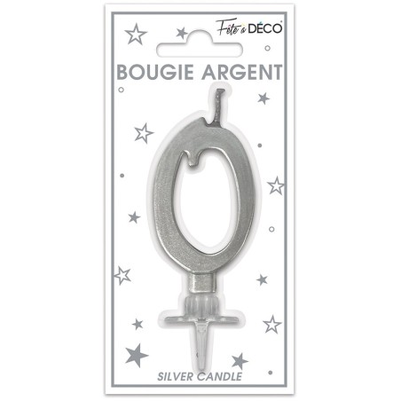 BOUGIE CHIFFRE 0 METAL ARGENT