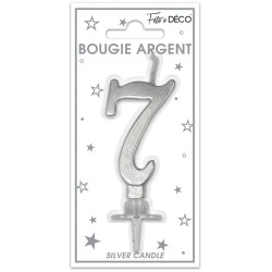 BOUGIE CHIFFRE 7 METAL ARGENT