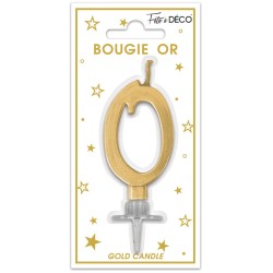 BOUGIE CHIFFRE 0 METAL OR