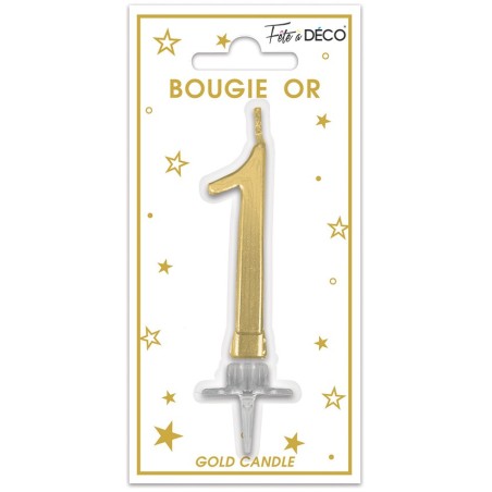 BOUGIE CHIFFRE 1 METAL OR