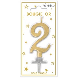 BOUGIE CHIFFRE 2 METAL OR