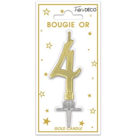 BOUGIE CHIFFRE 4 METAL OR