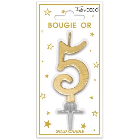 BOUGIE CHIFFRE 5 METAL OR