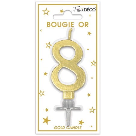 BOUGIE CHIFFRE 8 METAL OR