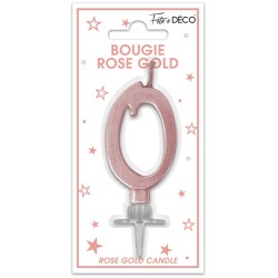 BOUGIE CHIFFRE 0 METAL ROSE...