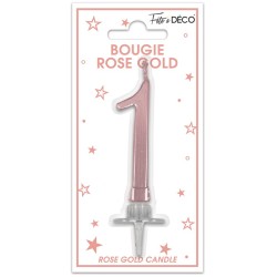 BOUGIE CHIFFRE 1 METAL ROSE...