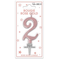 BOUGIE CHIFFRE 2 METAL ROSE...