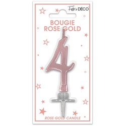 BOUGIE CHIFFRE 4 METAL ROSE...