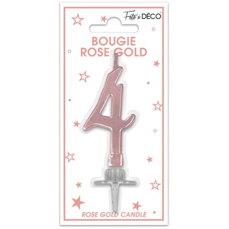 BOUGIE CHIFFRE 4 METAL ROSE GOLD