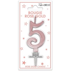 BOUGIE CHIFFRE 5 METAL ROSE...