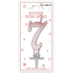 BOUGIE CHIFFRE 7 METAL ROSE...