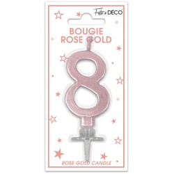 BOUGIE CHIFFRE 8 METAL ROSE...